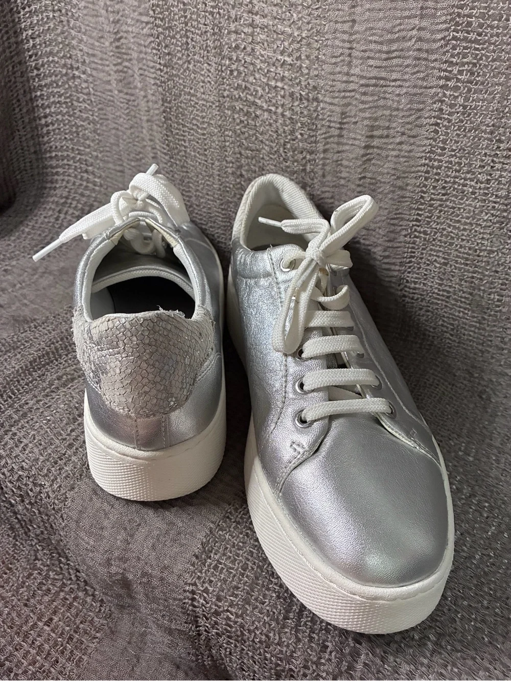 Geox Skyely Metallic Silver Sneakers